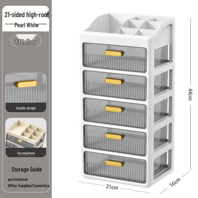 Multi-layer Desktop Organizer: Drawer-Type Storage Box for Office Supplies, Stationery, and Cosmetics