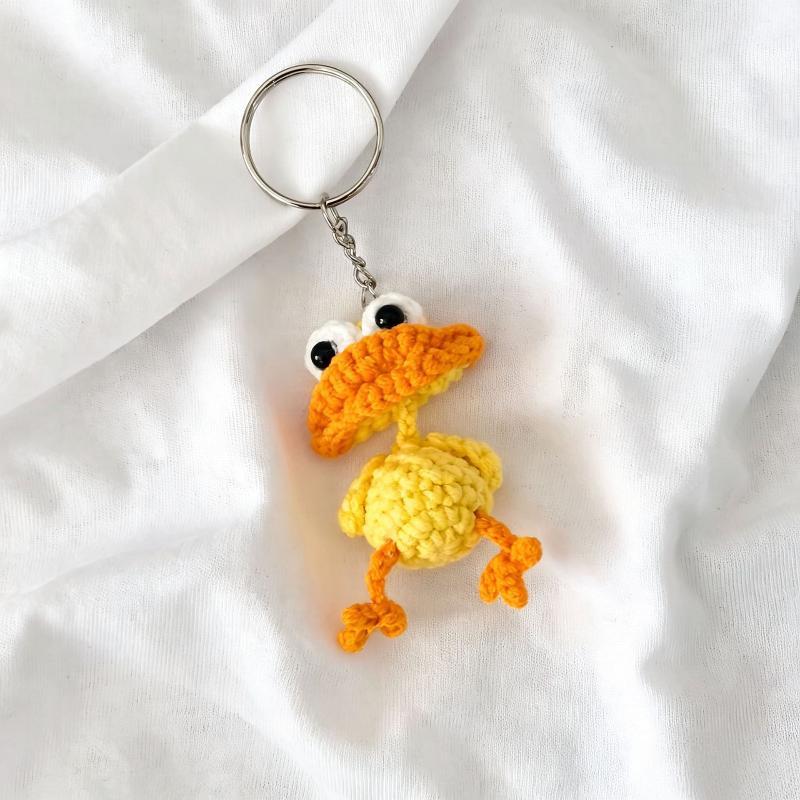 Cute Sausage Mouth Duck Crochet Keychains Knitted Keyrings Funny Crochet Duck Keychain For Bag Pendant Accessories