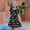Girls Yellow Rose Print Dresses Kids Girl Party Dress Loose Fitting Loose Fitting Short Sleeved Skirt For Girls Over Four Years Old