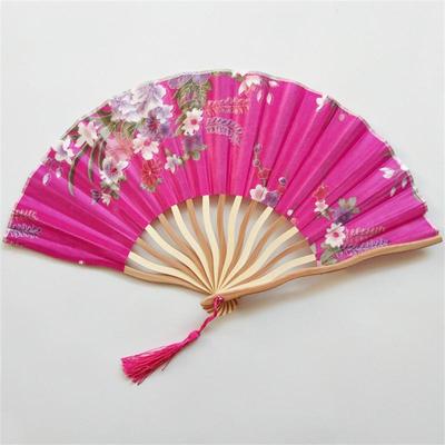 Chinese Japanese Style Silk Fan Folding Fan Wedding Fan Art Gifts Dance Hand Fan Vintage Bamboo Folding Hand Held Flower Fan