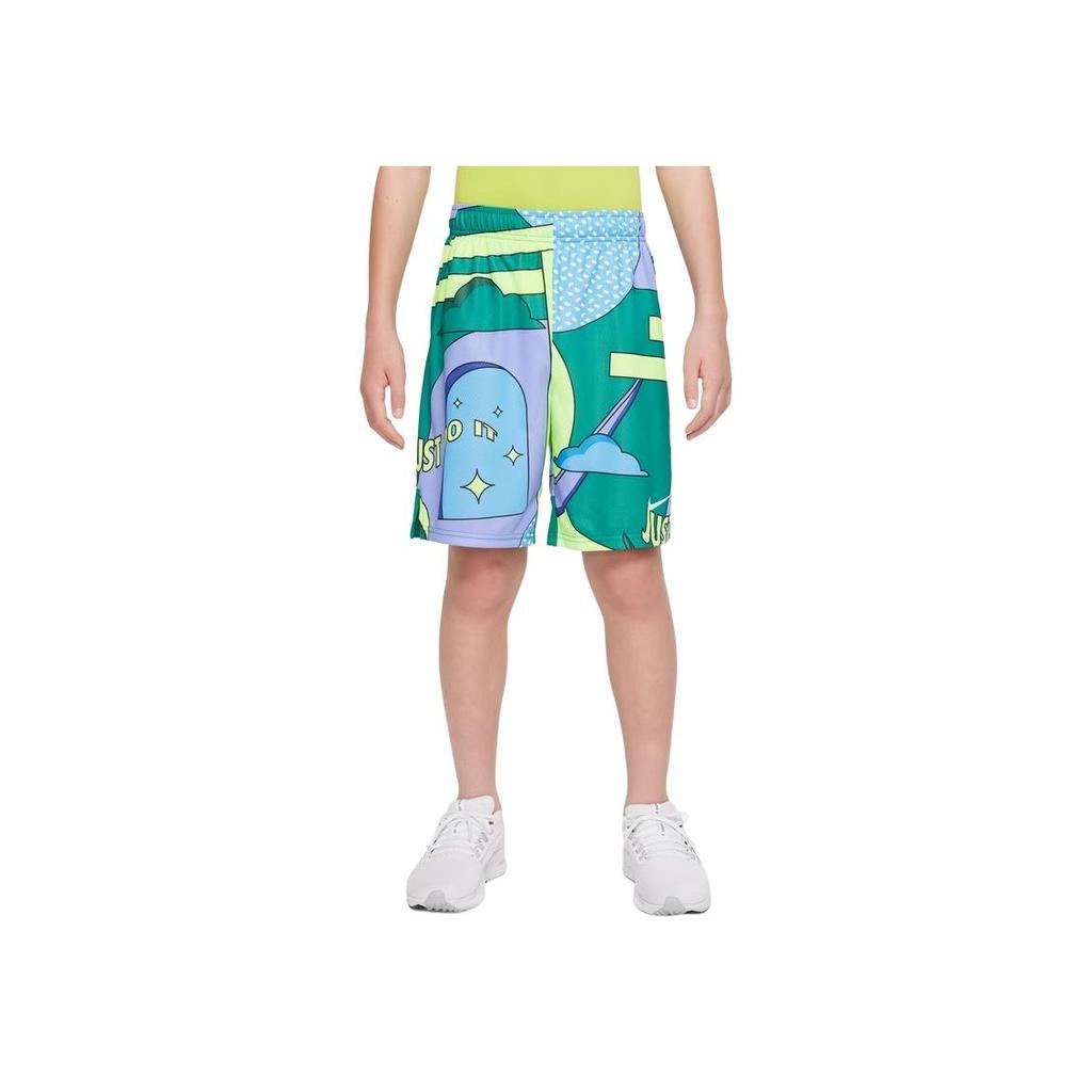 Nike Pattern Print Casual Sports Shorts Kids Shorts Peacock-Green DQ8969-365