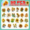 50 Sunflower Sunflower Stickers Children'S Stationery Box Decoration Pastoral Style Creative Beautification Sunflower Stickers