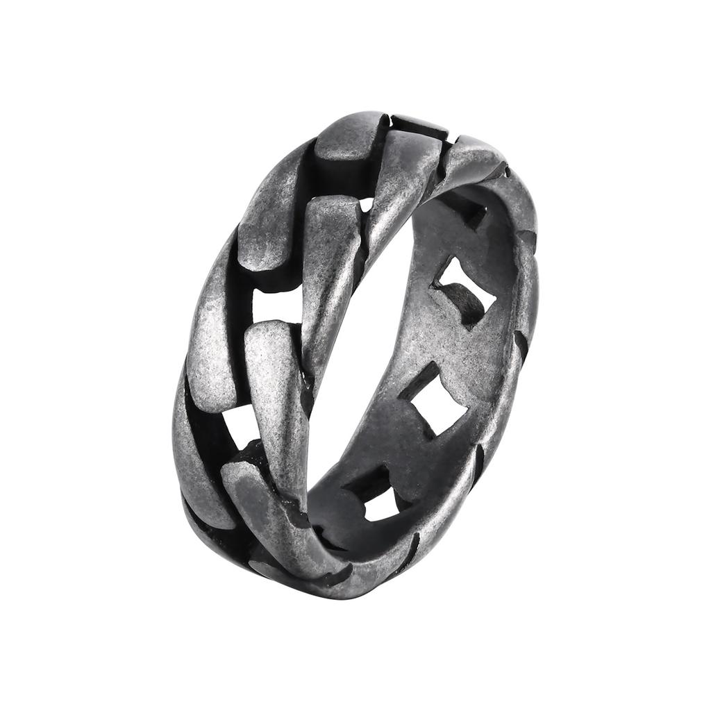 7MM Chain Ring for Men Boy,Stainless Steel Miami Curb Link Ring,Stylish Hip Hop Jewelry Gifts