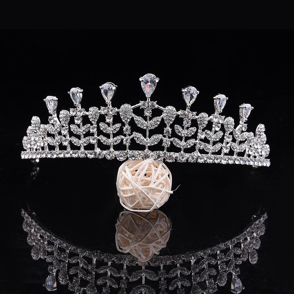 Popular headband, leaf-shaped simple bridal zircon crown, rhinestone princess wedding crown