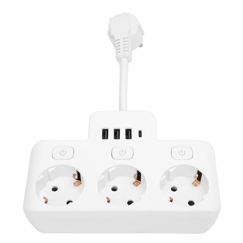 3 Way Power Strip with Switch Surge Protector Flame Retardant Socket Strip Flat Plug with 3 USB 1