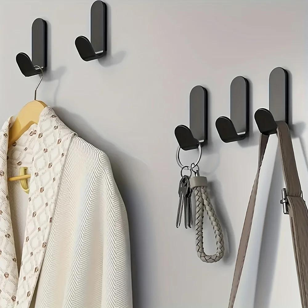 6PCS Strong Self-Adhesive J-Hooks – Waterproof Wall Hangers for Keys, Towels, Umbrellas – Kitchen & Living Room Organizer