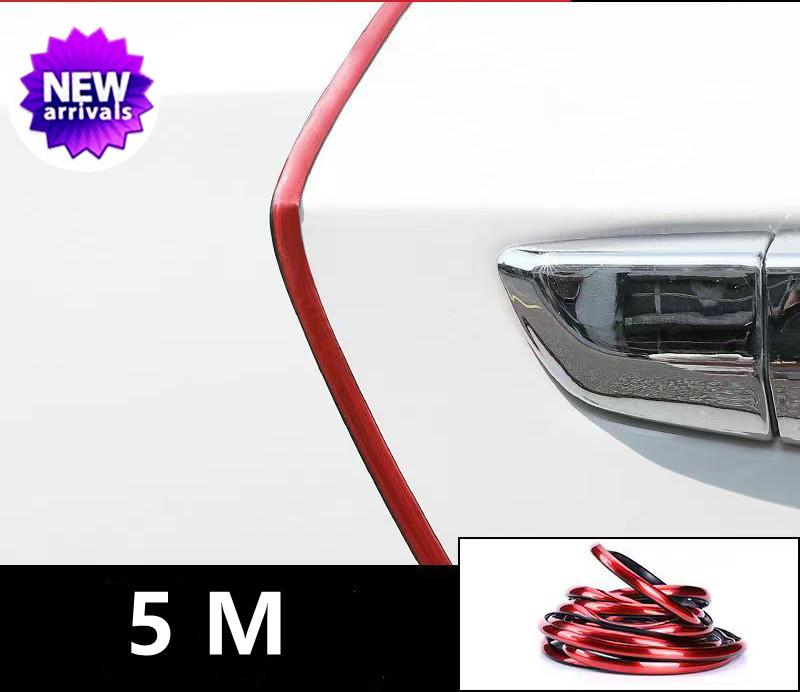 5M Autotür-Kanten-Kratzschutz DIY Silberne Zierleisten Außen Auto Chrom-Karosserie-Streifen Stoßstange Auto-Türschutz