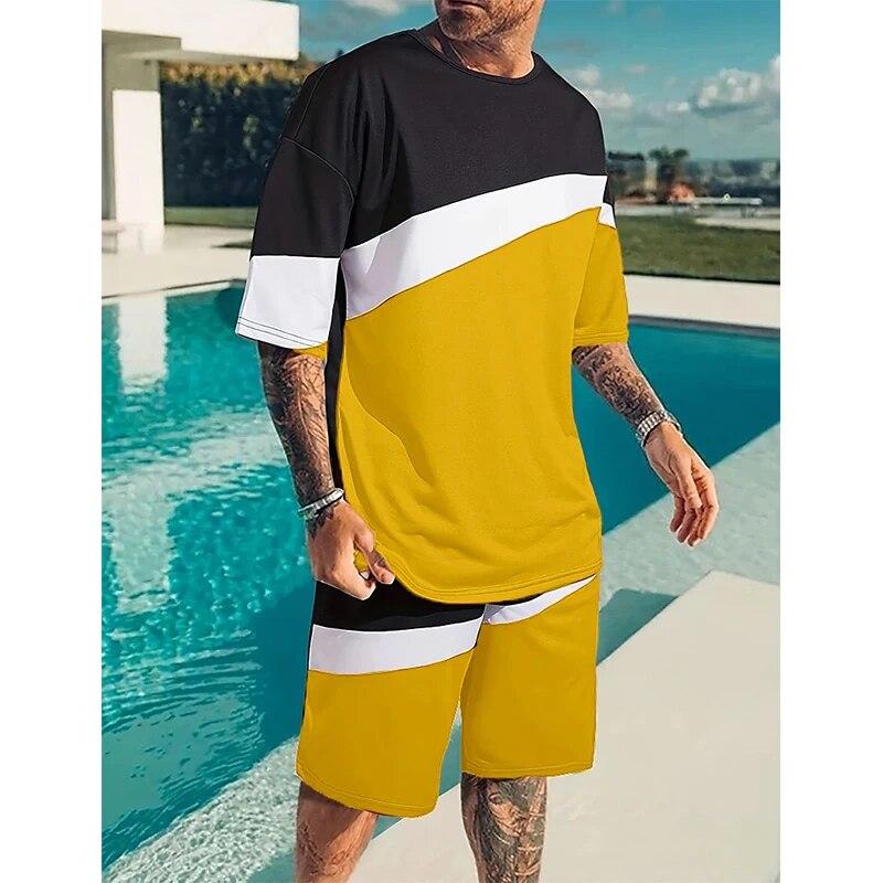 

Полосатые футболки с 3D принтом и шорты, комплекты мужских модных спортивных костюмов, футболка с короткими рукавами, комплект брюк, мужские костюмы, одежда 6XL