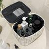 Chic Tweed Cosmetic Makeup Bag Large Capacity Handbag Travel Toiletry Organizer Portable Pouch For Women