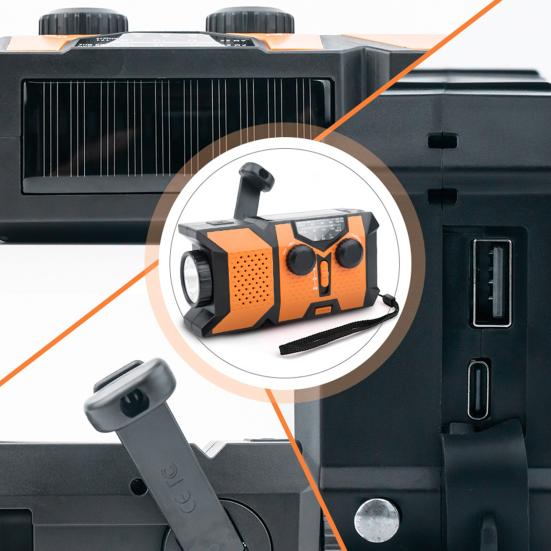 Emergency Radio with SOS Alarm Flashlight Solar Powered Hand Crank Rechargeable Radio Outdoor Camping