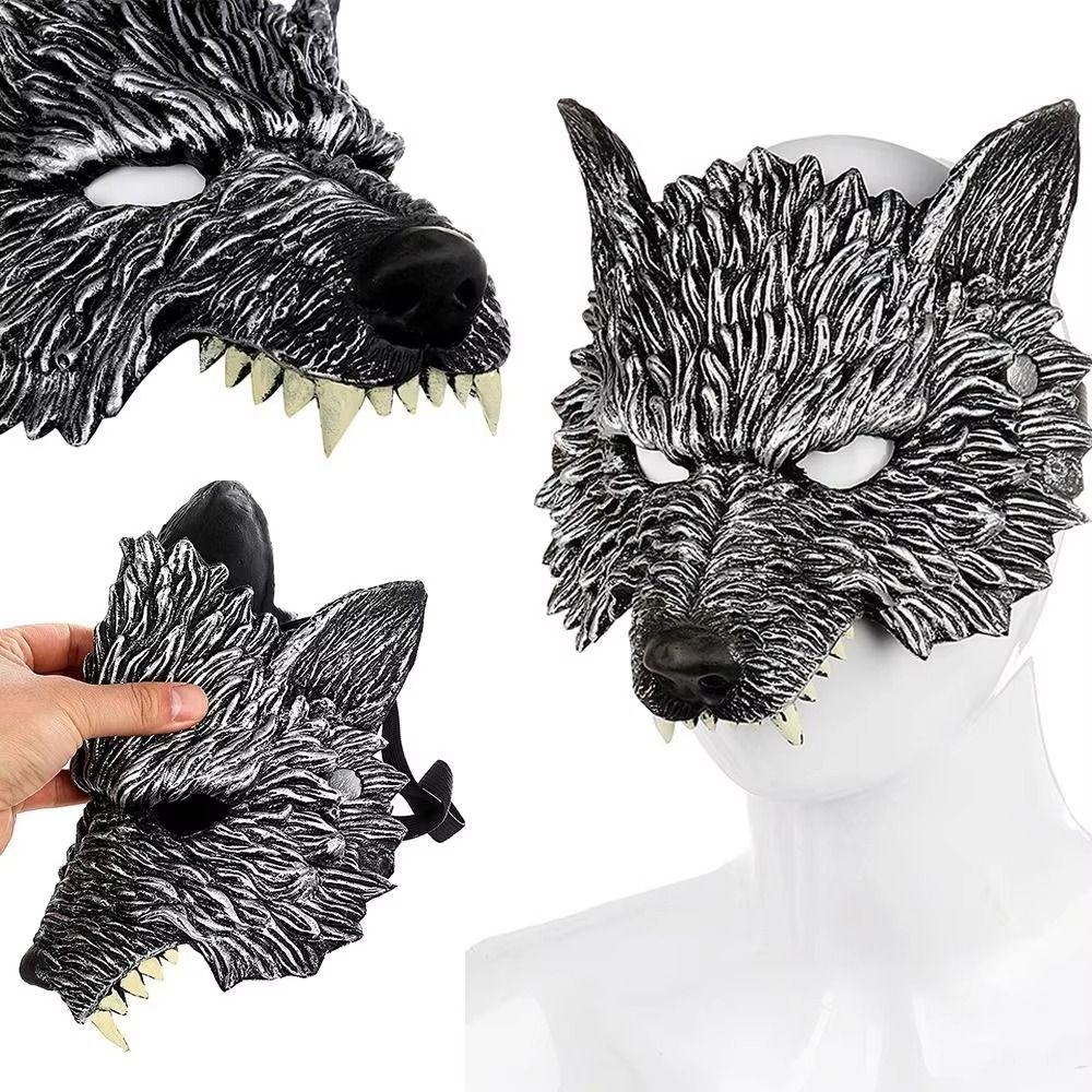 Funny Cosplay Party Costume Mask Black Silver Finish Werewolf Mask  Dress Up Prop