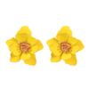 Matte Pink Layered Flower Stud Earrings Sparkly Bead Center Three Dimensional Floral Ear Jewelry for Women Summer Daily Wear
