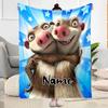 Piggy Hug Adventure Personalized Text Blanket Throw Personalized Blanket Soft & Cozy Throw For Picnics Office Chair Sofa Seaside All-Season Use