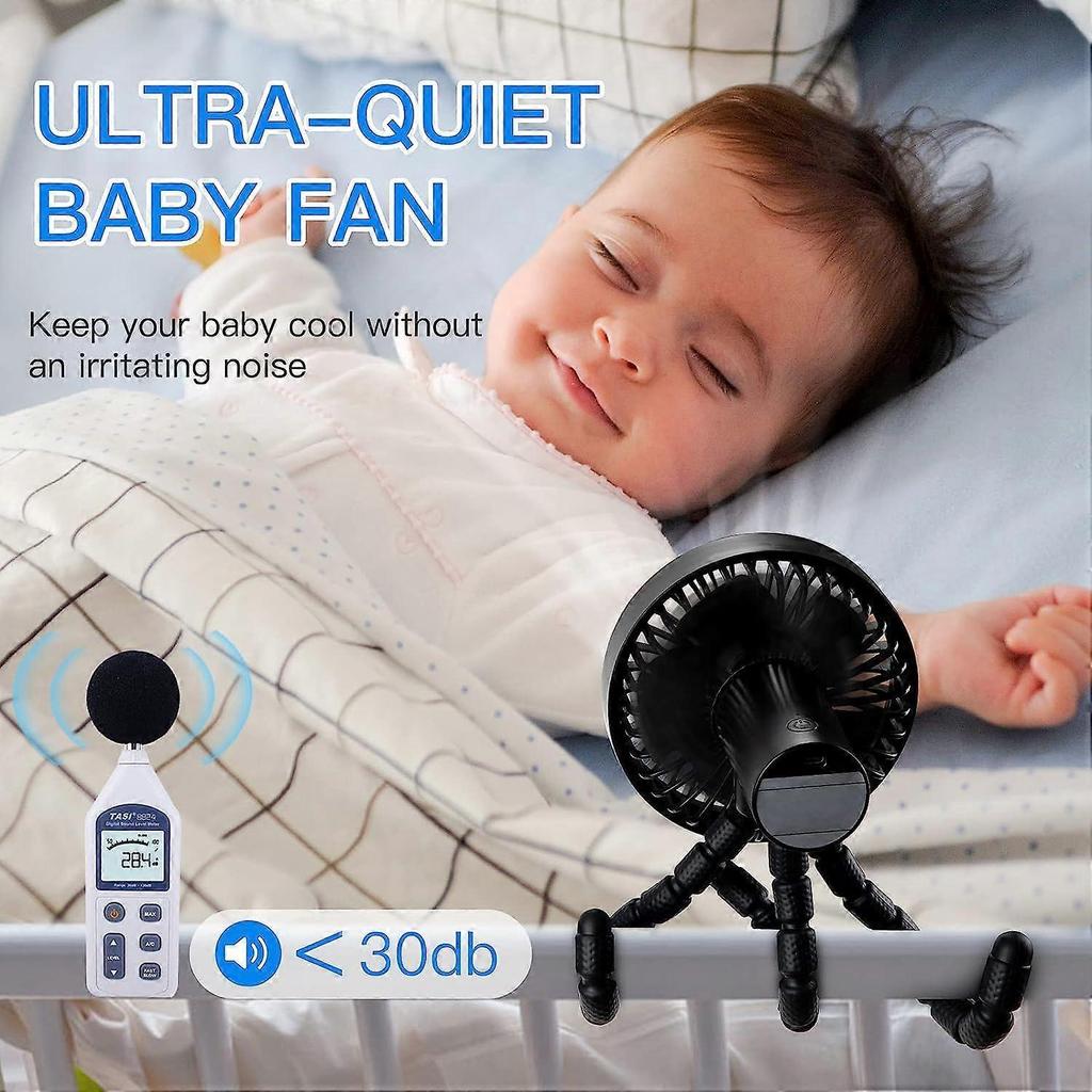 Mini Portable Fan , USB Rechargeable or Battery Operated Handheld Personal Portable Fan, Flexible Tripod Baby Stroller Fan 3 Speed Clip on Fan for Car