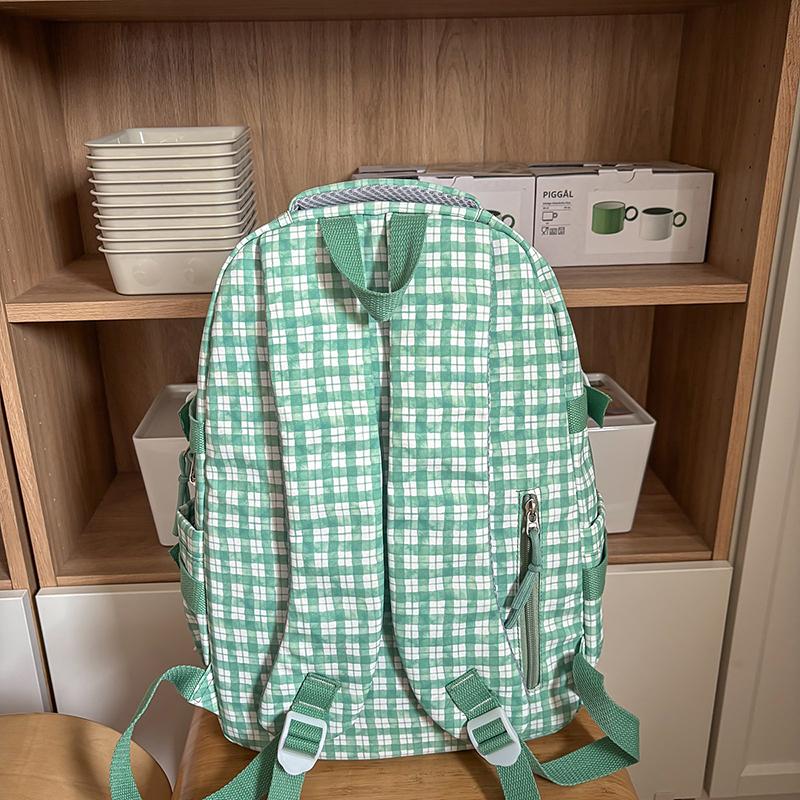 Sac d'école léger pour femme Étudiant Grande capacité Sac à dos bloc de couleurs