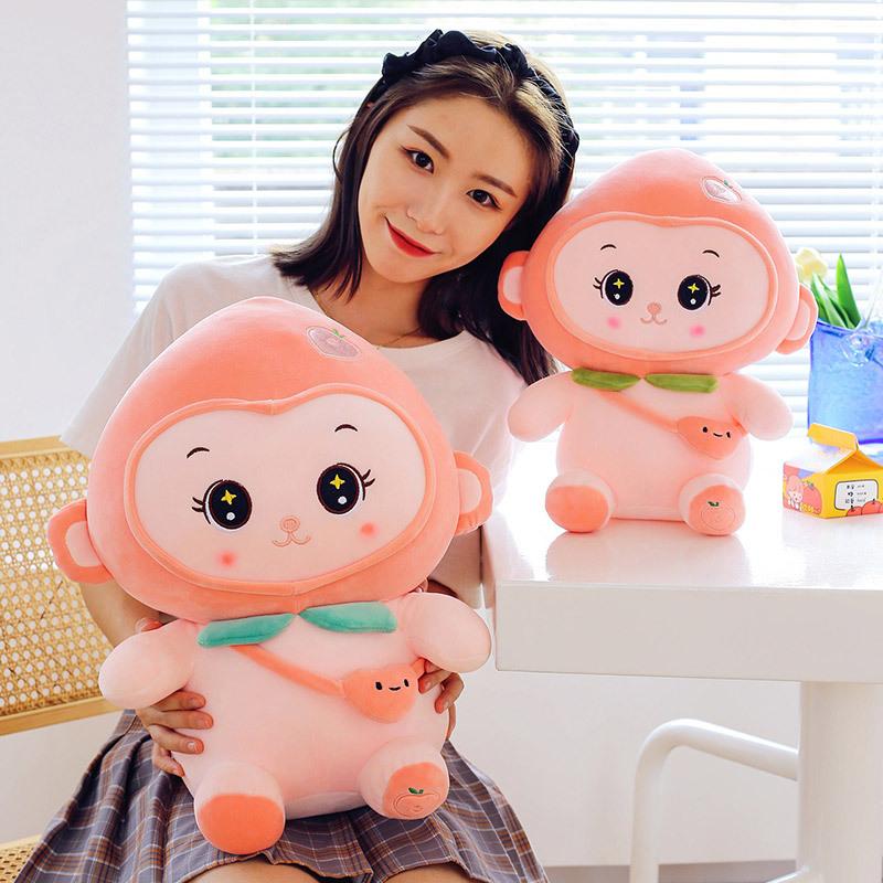 Pfirsich Affe Plüschtier große Puppe Stoffpuppe Kinder Greifpuppe beruhigende Kissenpuppe