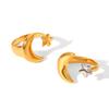 Gold and Silver Two-tone Stainless Steel Star and Moon Ring for Women, Titanium Steel Non-fading Ring, High-end Hand Jewelry