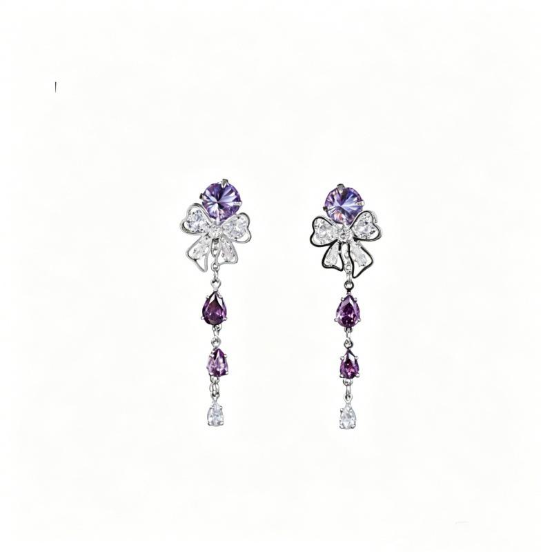 Crystal Butterfly Tassel Earrings: Silver Needle, Zirconia-Inlaid, Long Style for Women’s High-End Summer Fashion
