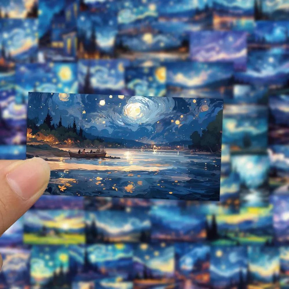 10/30/50pcs Oil Painting Stickers Aesthetic Art Starry Night Decals DIY Phone Bike Decoration Sticker Toys Gifts