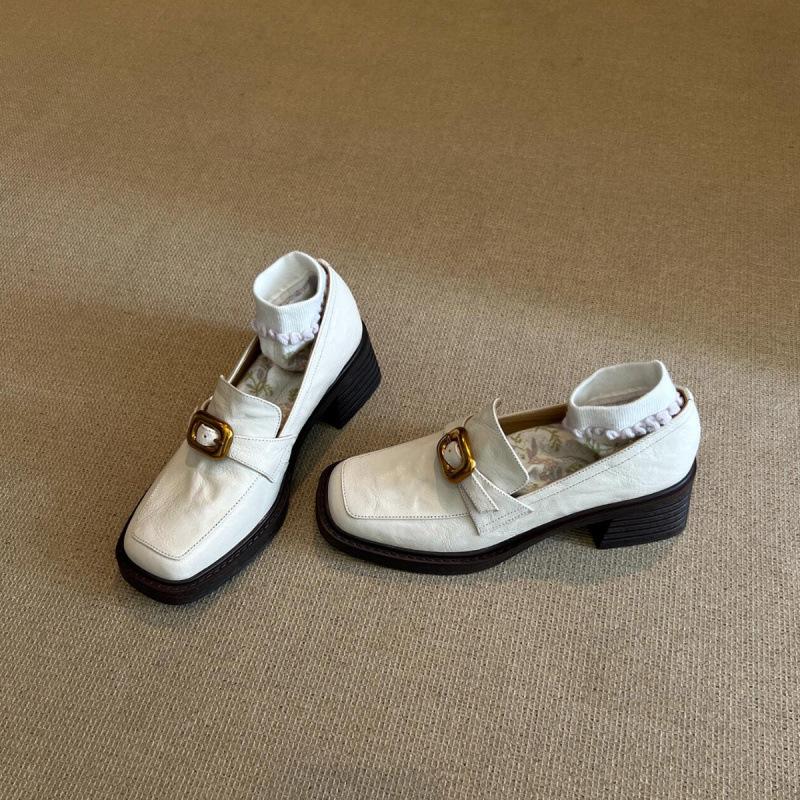 

Версия из овчины~ натуральная кожа ретро белые мокасины женские в британском стиле с одной педалью маленькие кожаные туфли с металлической пряжкой на толстом каблуке одинарные туфли 35 белый