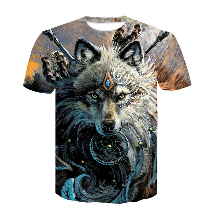 Fashion 3D Wolf Printed T-Shirts for Men/Women Personality Cool Printing Graphic Tee Shirt Unisex Short Sleeve T-shirt Plus Size