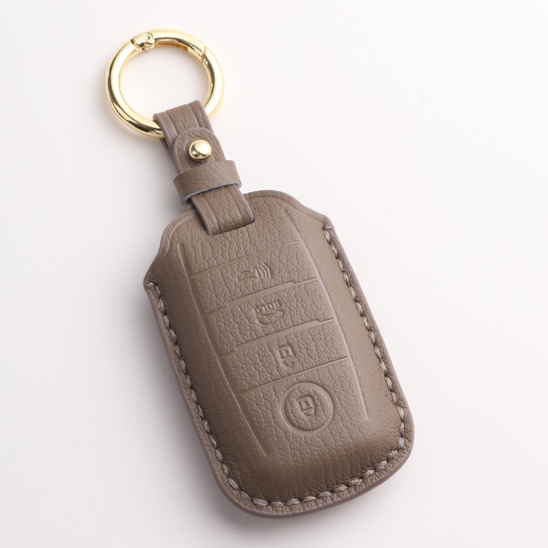 

Car Key Cover Is Suitable For Kia Leather High-Grade Pure Manual Stitching Key Protection Case Chain коричневый