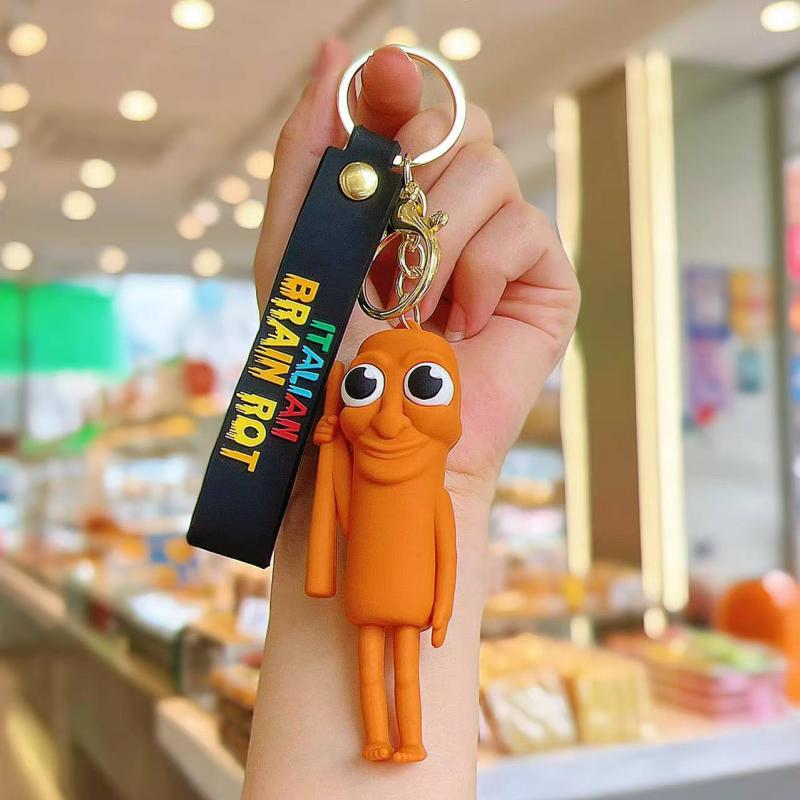 Italian Brainrot Children Cartoon Keychain Tung Tung Tung Sahur Tralalero Tralala Cute Keyring Funny Meme Bag Anime Pendant Gift