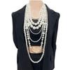 Modern Round Pearls With Ring Chain Layering Necklace Earrings Gift Pack Evening Wear Stone Accessories For Her