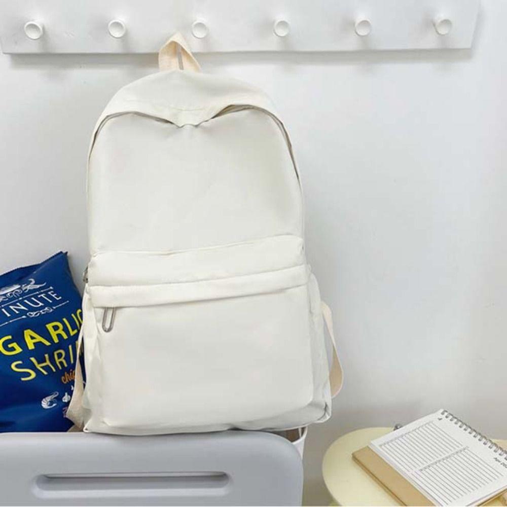 Solid Color Preppy Style Backpack Large Capacity Teenagers Shoulder Bag Students School Bag  Travel
