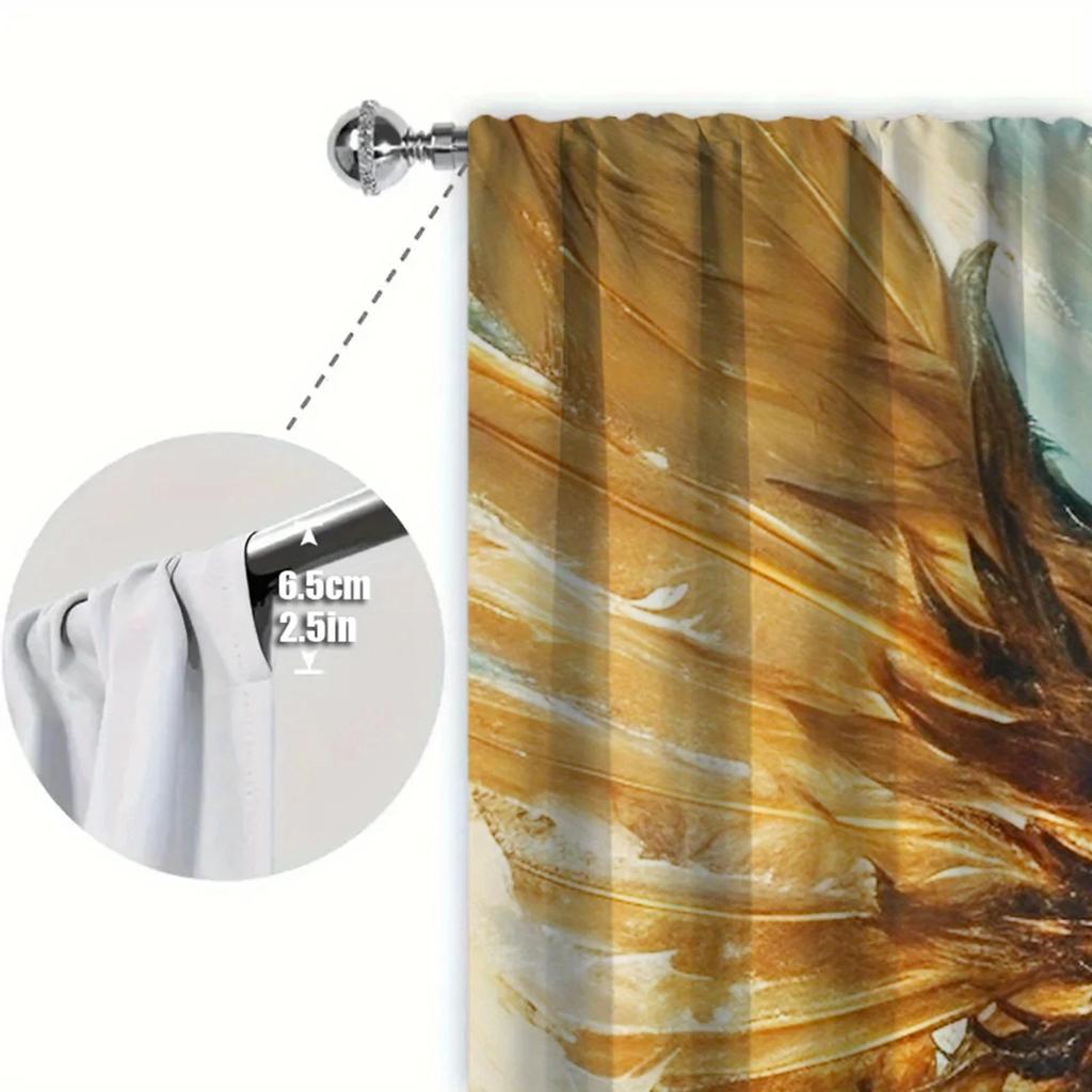2pcs Angel Descends Printed Curtain for Home Decor-Rod Pocket Window Treatment for Bedroom,Office, Kitchen,Living Room,and Study