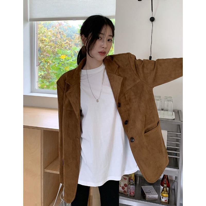 Francuski Retro Elegancki Blazer Damski Jednorzędowy z Klapami Notch i Podwójną Kieszenią