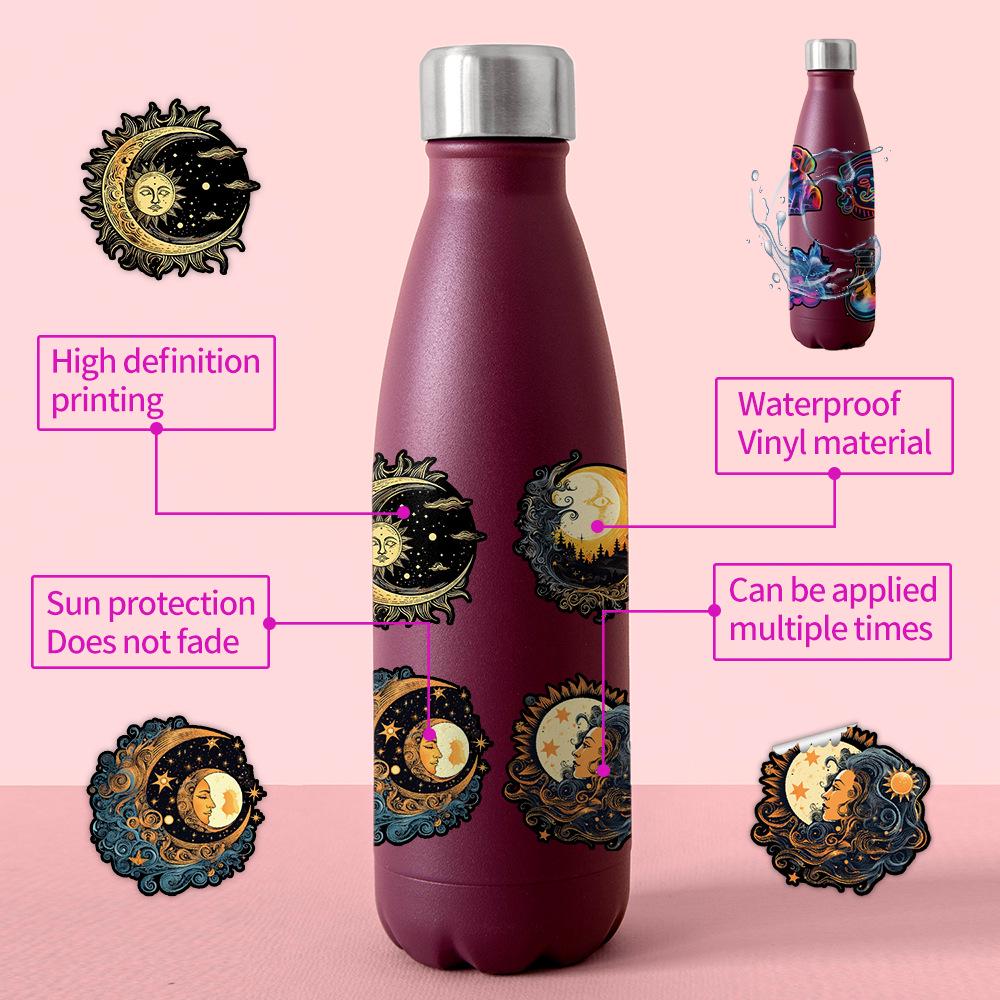 50 Nordic Style Sun Moon Goddess Stickers: Waterproof Decorative Vinyl for Water Bottles & Laptops