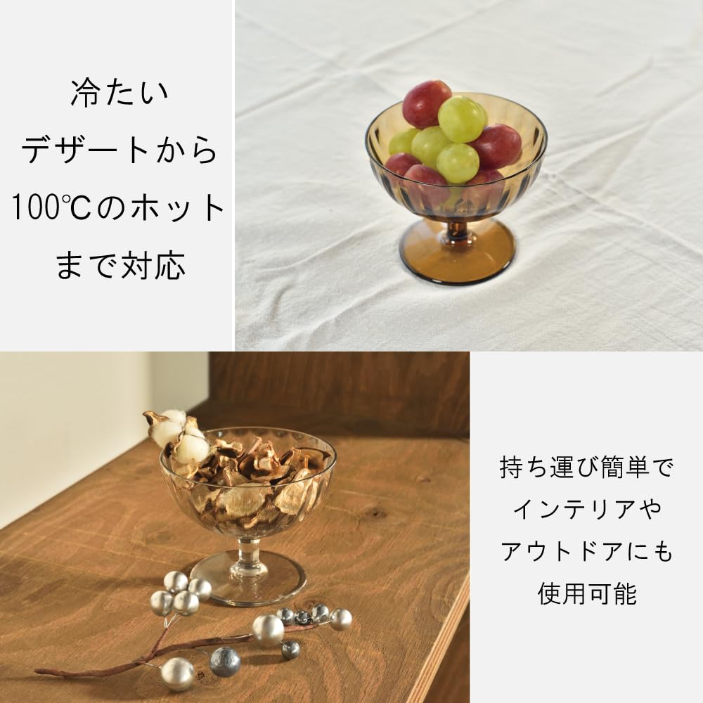 Plakira Breakproof Dessert Glass, 200ml, Dishwasher Safe, Made in Japan, Perfect for Outdoor Activities, Kids, Home Parties, Cute and Stylish Warm