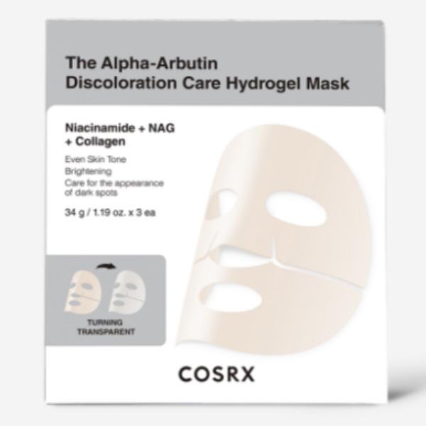 

COSRX The Alpha-Arbutin Discoloration Care Hydrogel Mask Brightening & Dark Spot Correcting Face Mask 34g × 3pcs