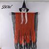 Halloween Corridor Decor 38" Hanging Witch Decoration, Spooky Scary Flying Skeleton Ghost Party Accessory for Outdoor, Indoor Haunted House Porch Yard
