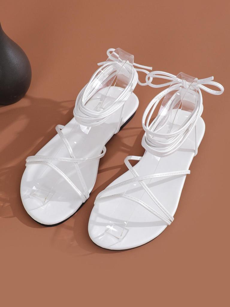 Plus Size Women's Open Toe Flat Sandals - European & American Style, Cross-Border Outdoor Beach Strap Slippers