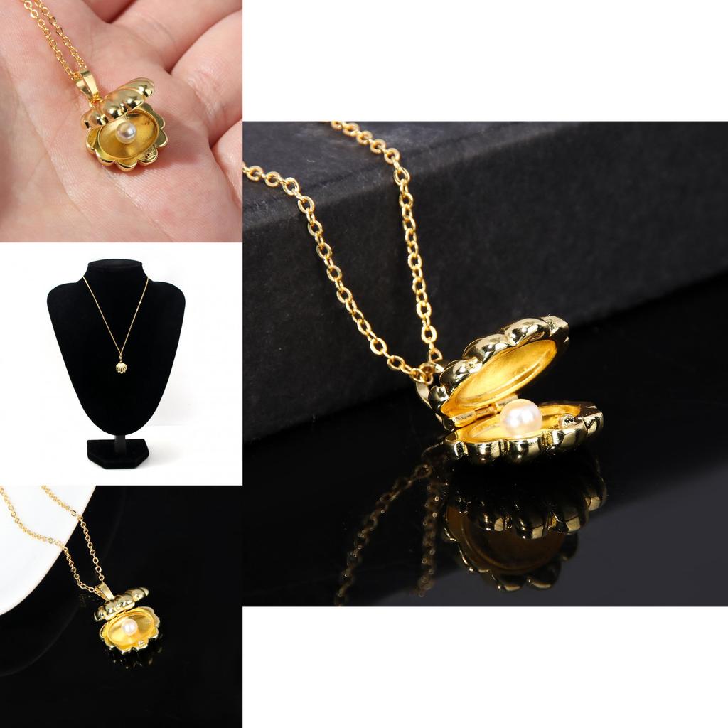 Mermaid Melody Pearl Necklace With Shell Design And Metal Chain For All