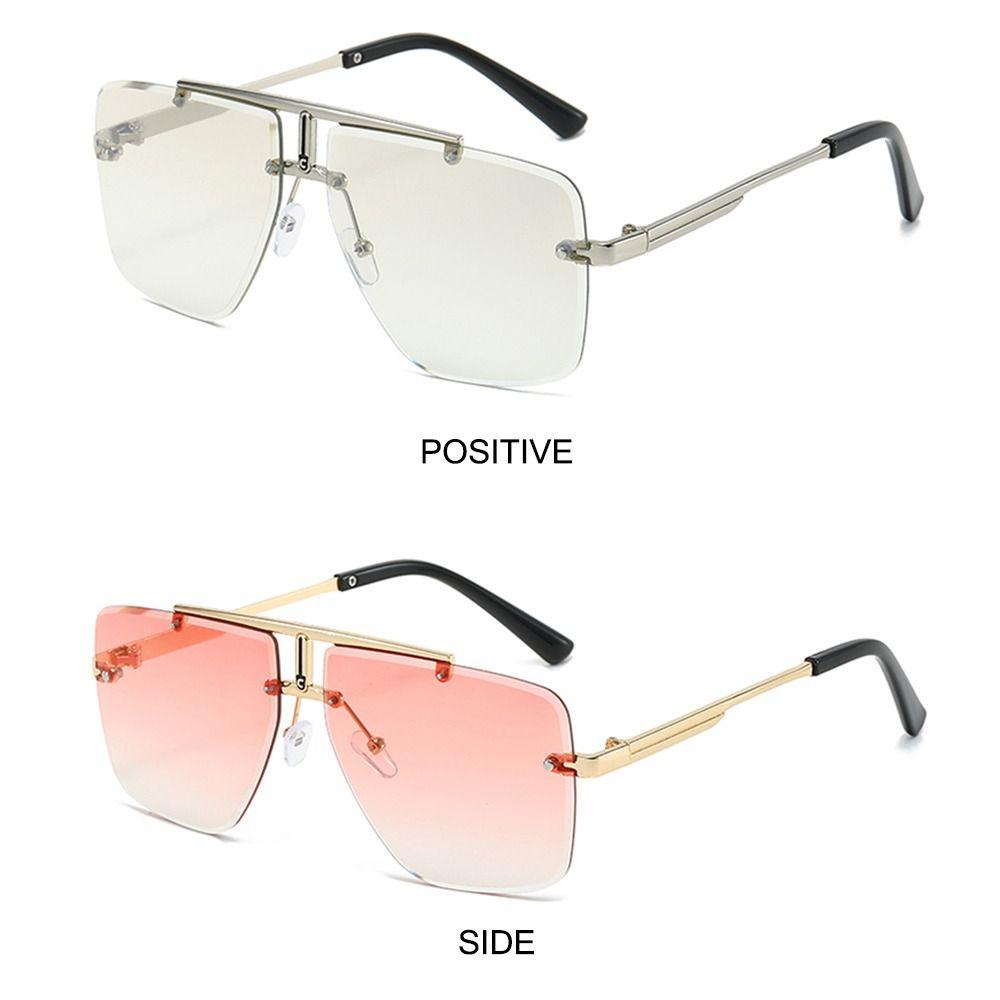 Square Frame Double Bridge Sunglasses Oversized Street Shooting Eyewear for Women & Men