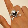 Punk Exaggerated Sliver Color Stereo Skull Open Ring for Men Women Hip-hop Gothic Halloween Party Finger Jewelry Accessory Gift