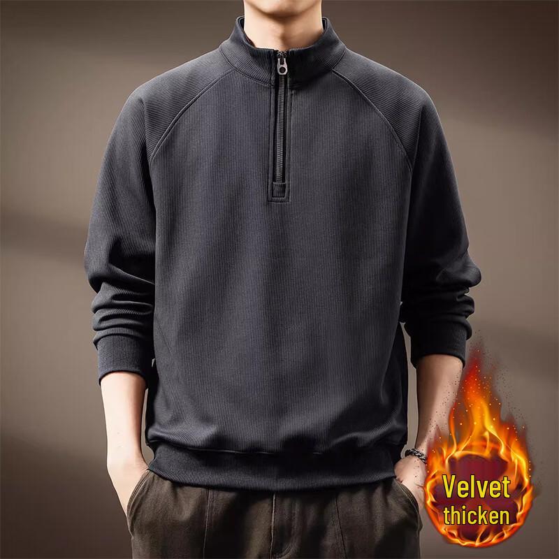 Men's American Retro Half-Zip Stand Collar Sweatshirt