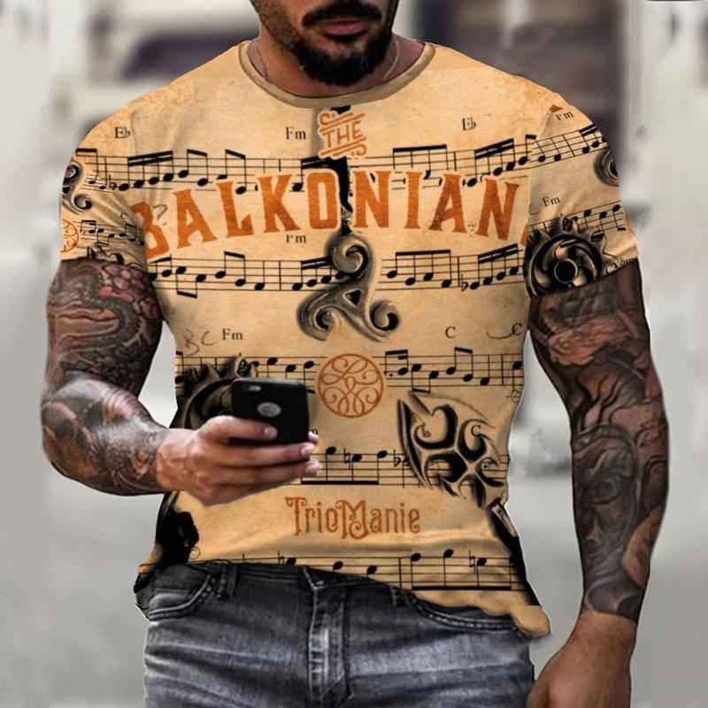 Popmusik Piano Key Notes 3D-utskrift 2022 Sommar Ny T-shirt för män Hip Hop Rolig Kortärmad Oversized Topp 6XLo krage