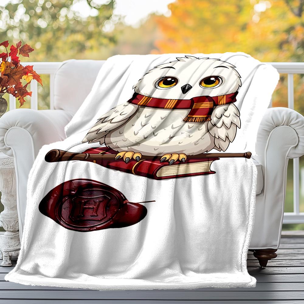 1pc Hogwarts Owl Delivery Outdoor Flannel Throw Blanket All Season Soft Warmth,Home Decor 1031187