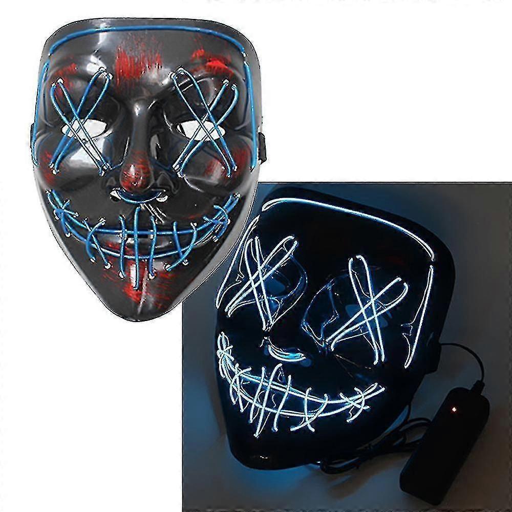Purge Mask Scary Halloween Light Up Glowing Mask Gift For Kids Adults Festival Party
