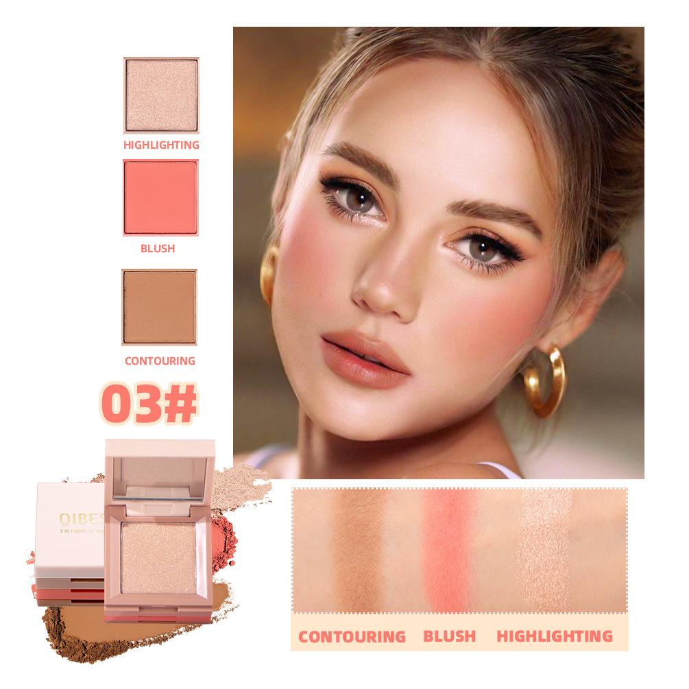 

Палитра для макияжа лица 3 в 1 Highlight Blush Pearl Поляризованная стереоматовая естественная нелетающая палитра теней для век