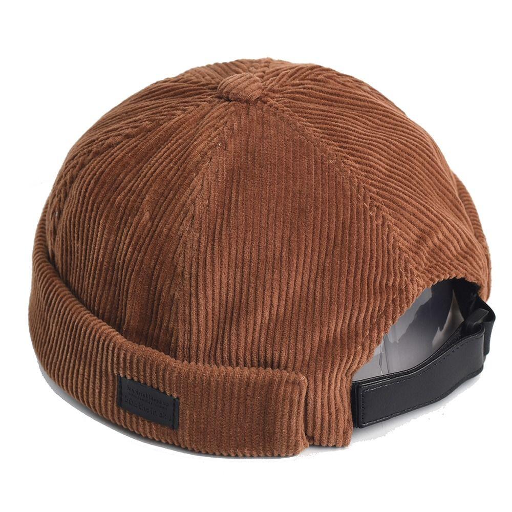 Adjustable Brimless Cap Soft Corduroy Breathable Streetwear Hip Hop Hat Adjustable Back Strap Beanie Hat Daily Casual Wear