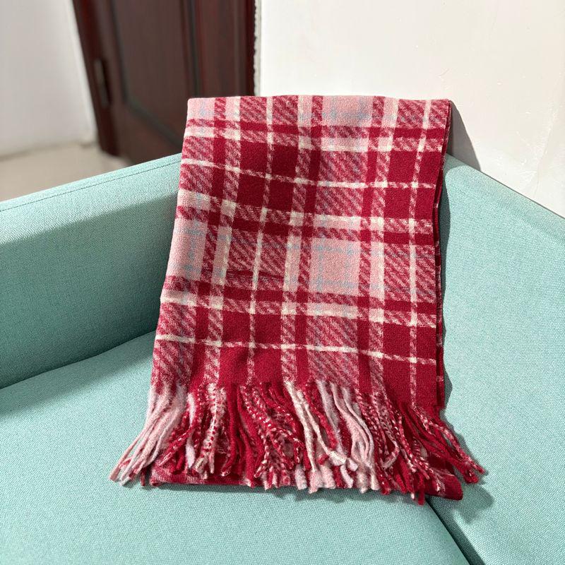Women's Red Plaid Cashmere-Like Scarf Shawl - Warm, Versatile, Fashionable for Autumn and Winter