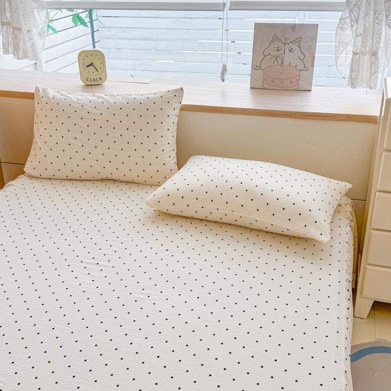 Sleeping Grid A-class Cloud Feeling Cotton Wrinkled Yarn Double-layer Yarn Bed Skirt