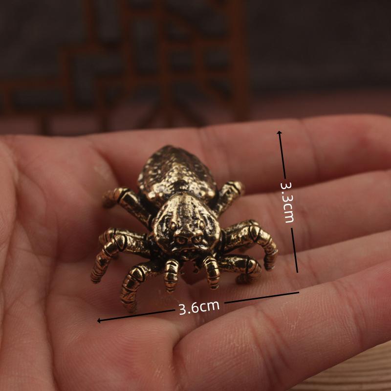 

Vintage Brass Spider Tarantula Figurines Miniature Creative Solid Copper Desktop Wolf Spider Ornament Decor Crafts Accessories