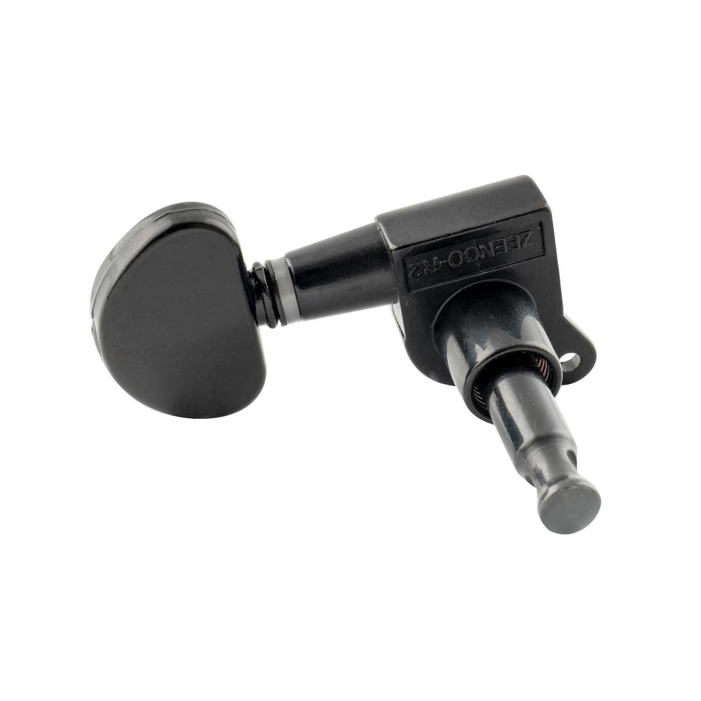 Musiclily Pro Gitarre Schwarz 3+3 Mechaniken, Halbmond-Knöpfe,