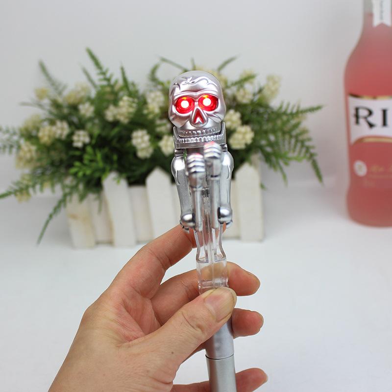 1pcs Halloween Gift for Children Lovely Skeleton Boxing Pen Creative Ball Point Pen with Light Decompression Toy Pen